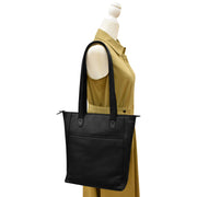 North South Tote with Metallic Zip 6014