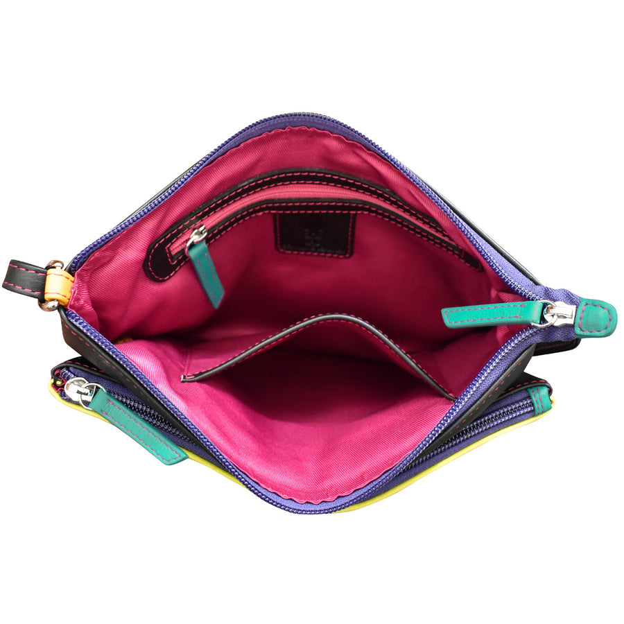 Double Zip Multi Color Crossbody 6028