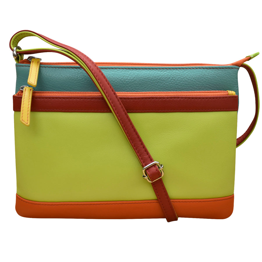 Double Zip Multi Color Crossbody 6028