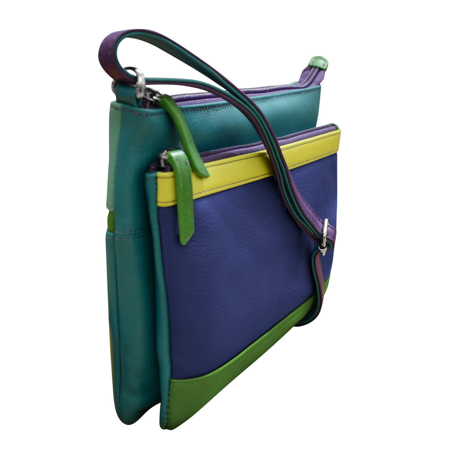 Double Zip Multi Color Crossbody 6028