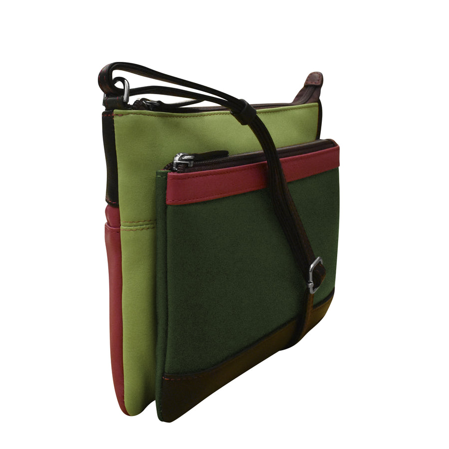 Double Zip Multi Color Crossbody 6028