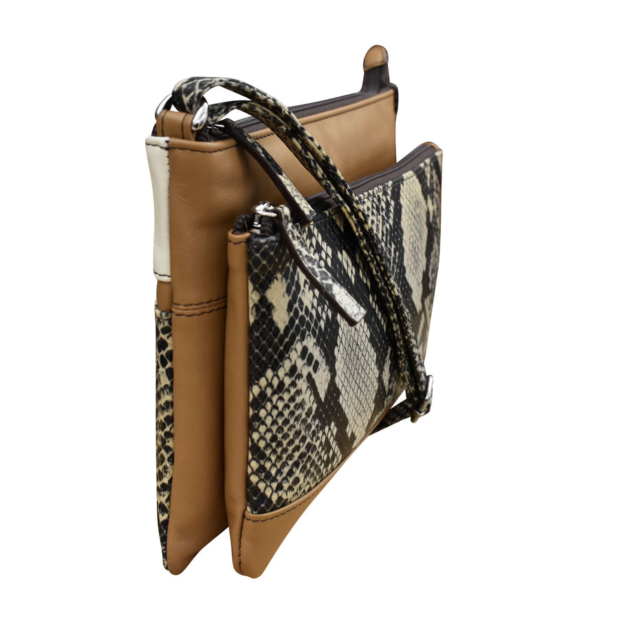 Double Zip Multi Color Crossbody 6028