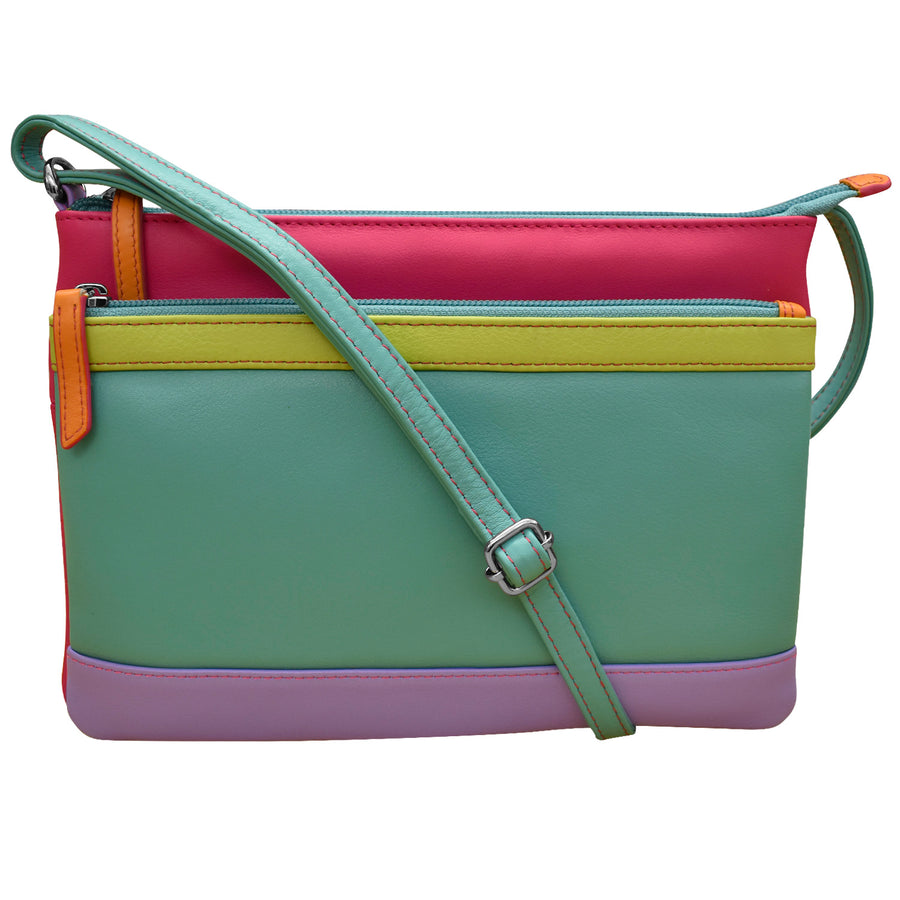 Double Zip Multi Color Crossbody 6028