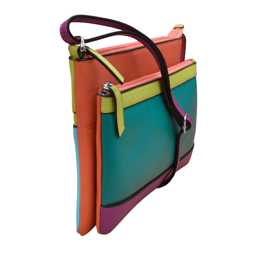 Double Zip Multi Color Crossbody 6028