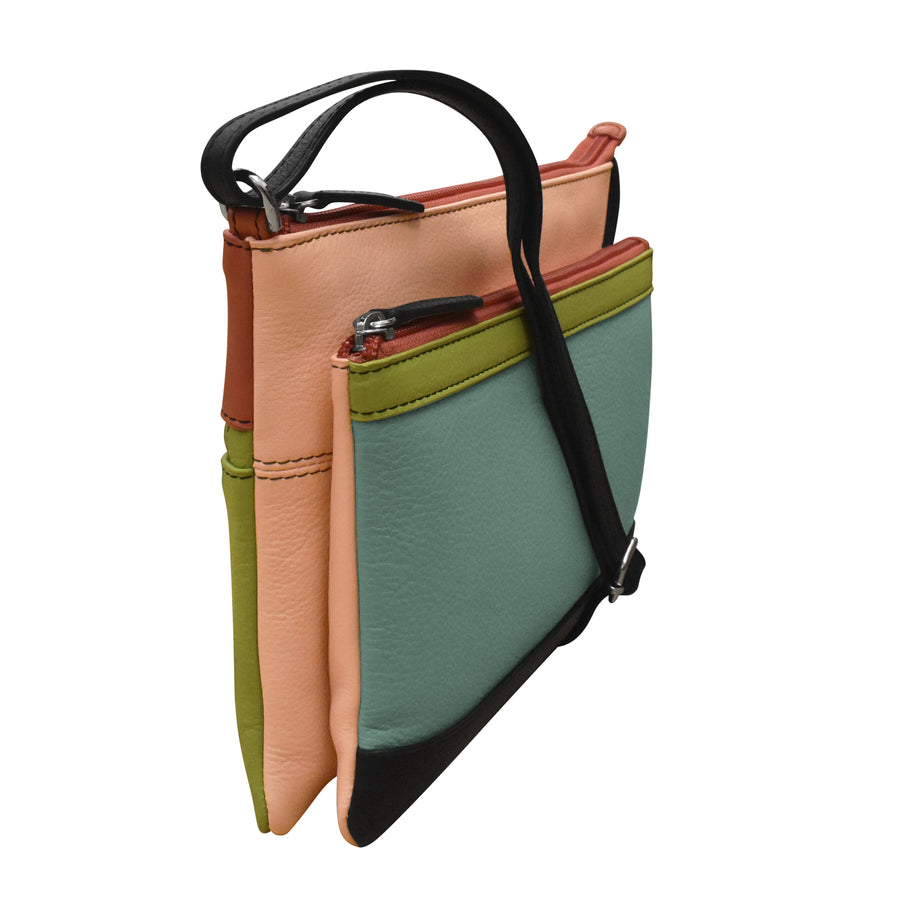 Double Zip Multi Color Crossbody 6028