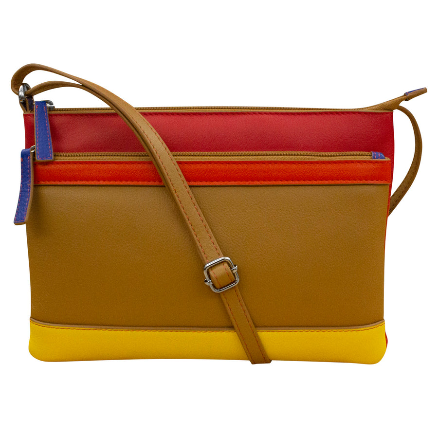 Double Zip Multi Color Crossbody 6028