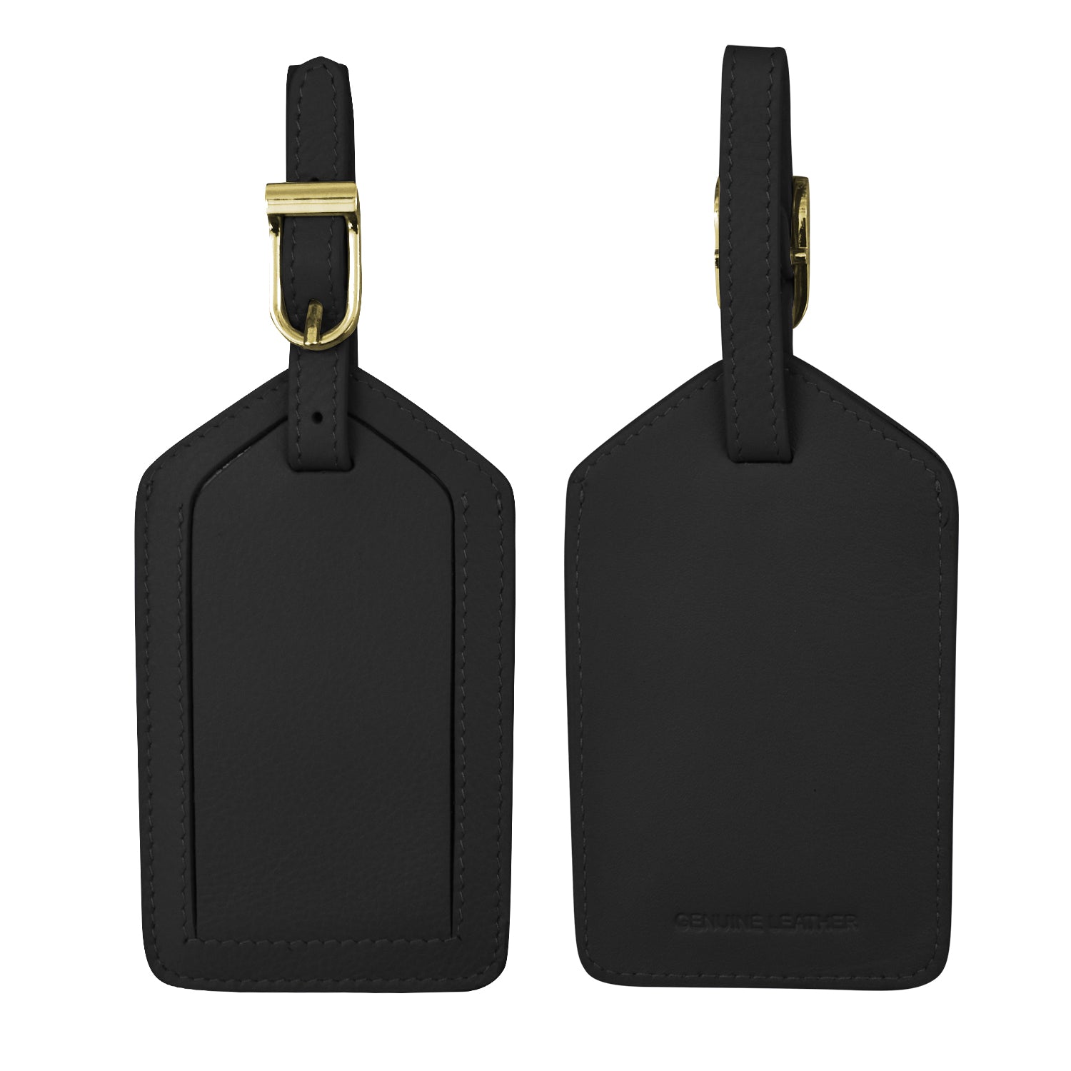 6422 LEATHER LUGGAGE TAG W/ GOLD BUCKLE