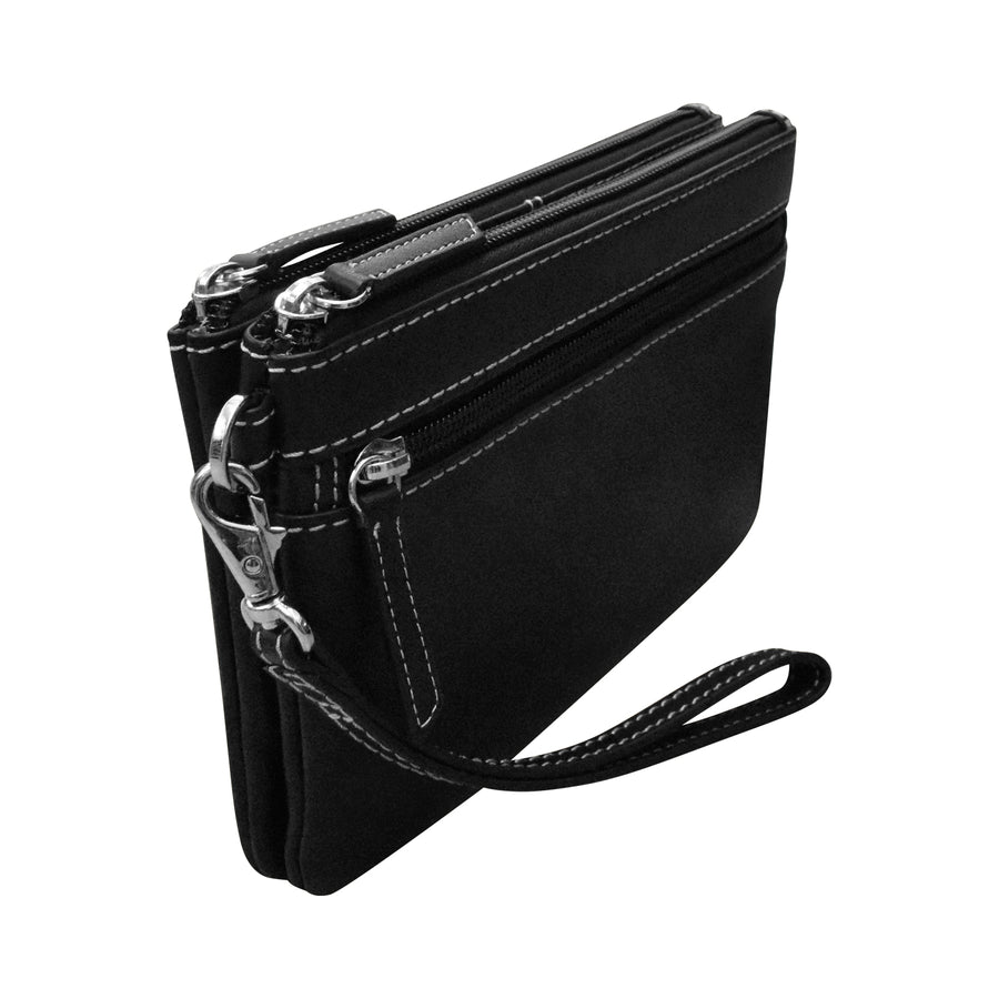 Double Zip Clutch with Wrist Strap 6513