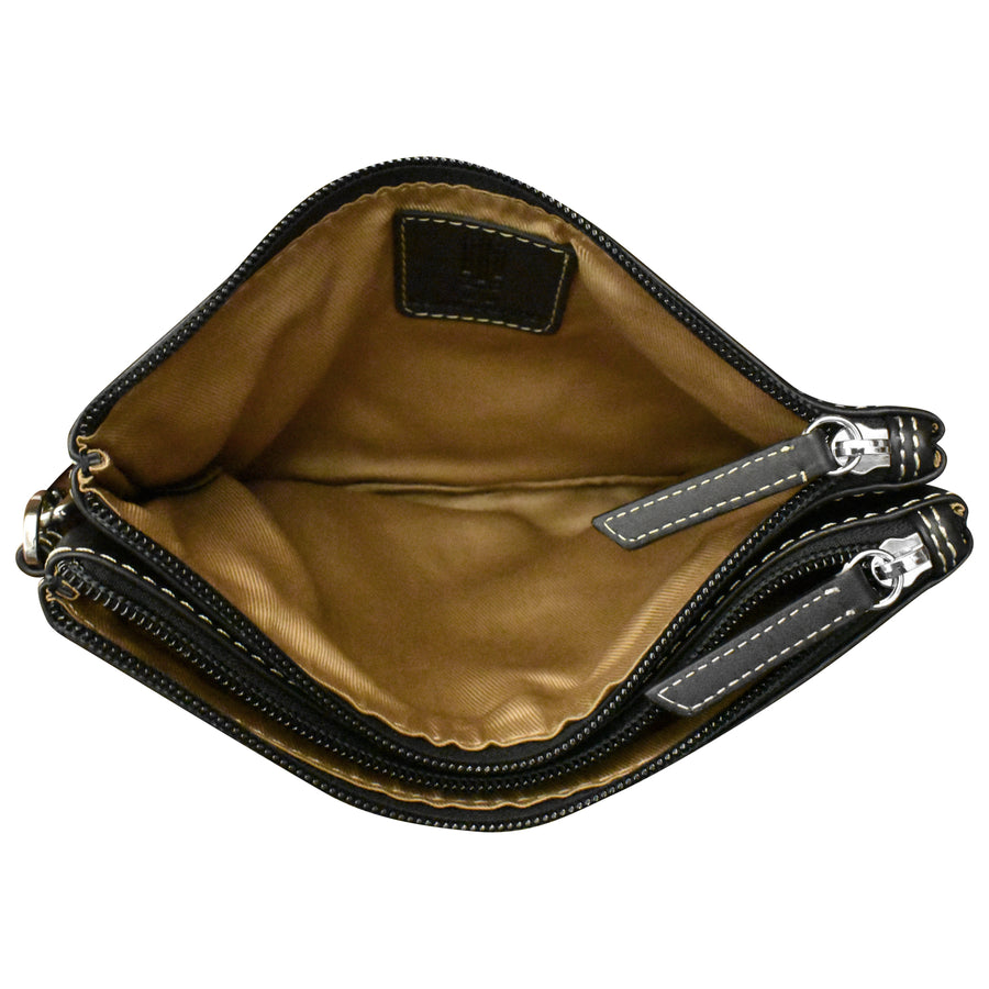 Double Zip Clutch with Wrist Strap 6513