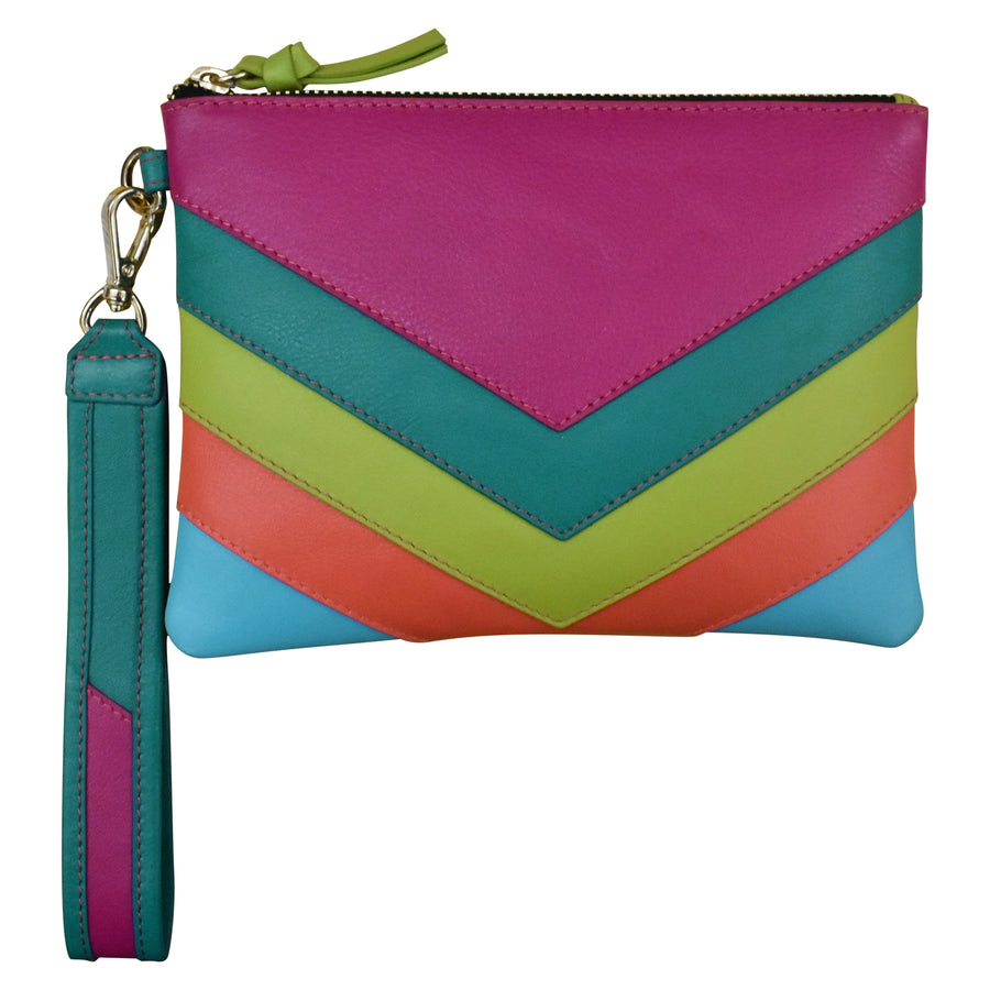 Multi Color Top Zip Wristlet 6771