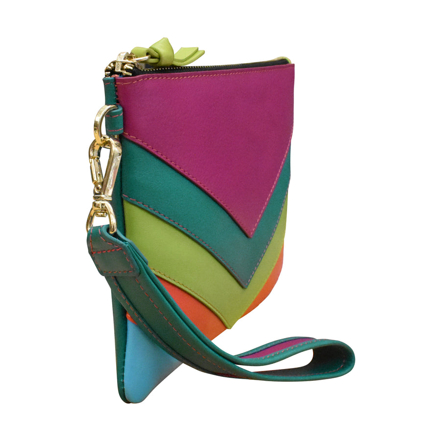 Multi Color Top Zip Wristlet 6771