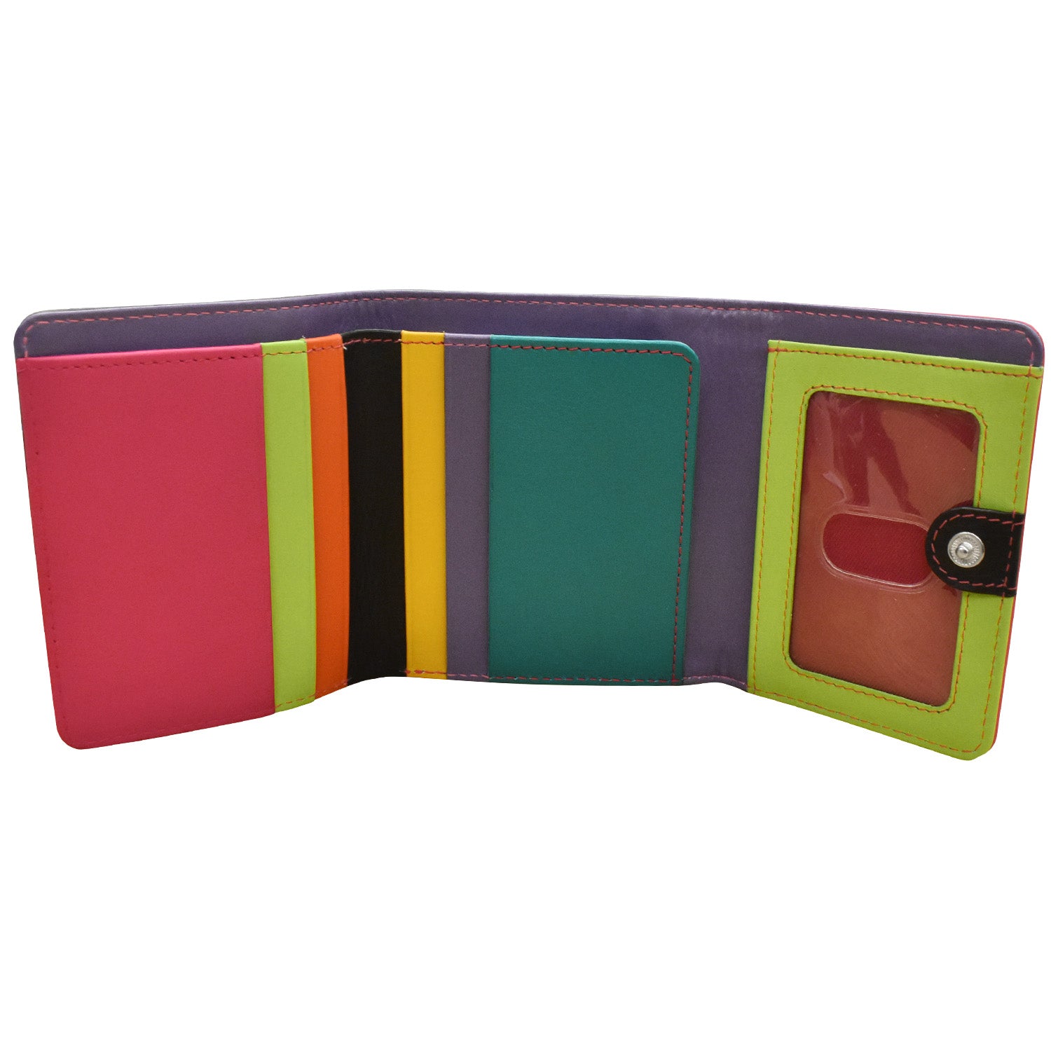 Color Block Tri-fold Mini Wallet 7824