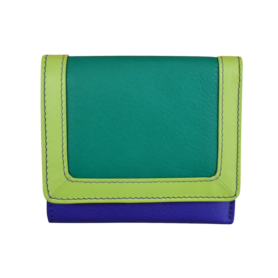 Color Block Tri-fold Mini Wallet 7824