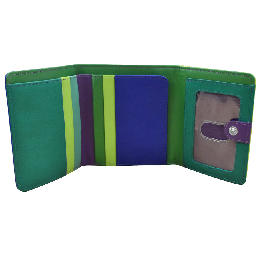 Color Block Tri-fold Mini Wallet 7824