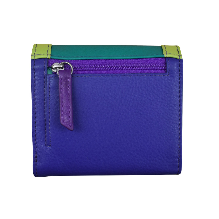 Color Block Tri-fold Mini Wallet 7824