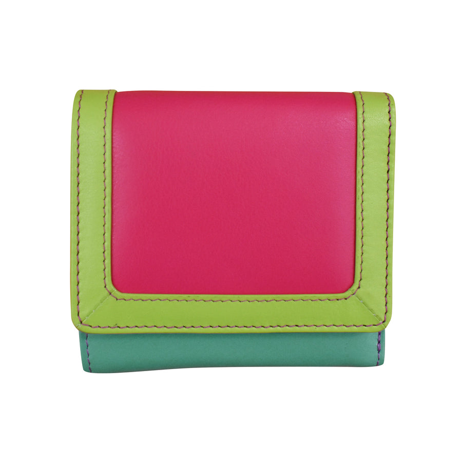 Color Block Tri-fold Mini Wallet 7824