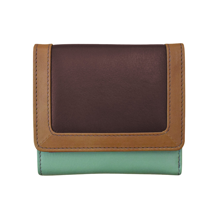 Color Block Tri-fold Mini Wallet 7824